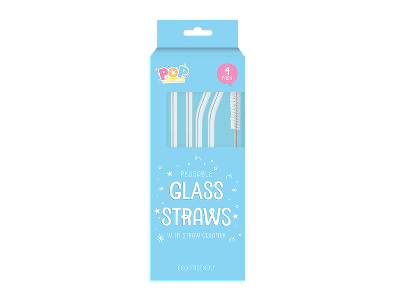 Reusable Glass Straws - 4 Pack